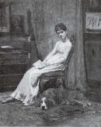 Portrait Einer Dame mit Setter Thomas Eakins